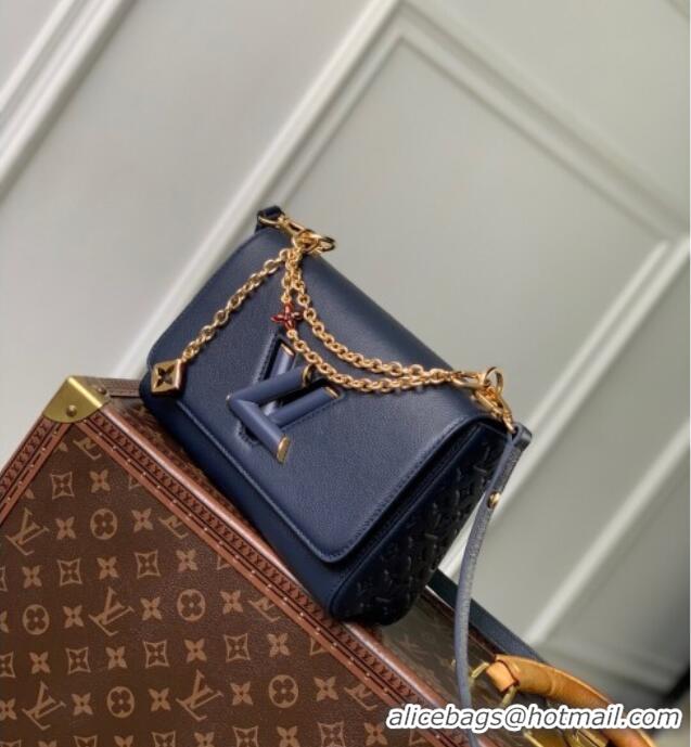 Top Design Louis Vuitton Twist MM Slim bag in Leather M14342 Navy Blue 2025