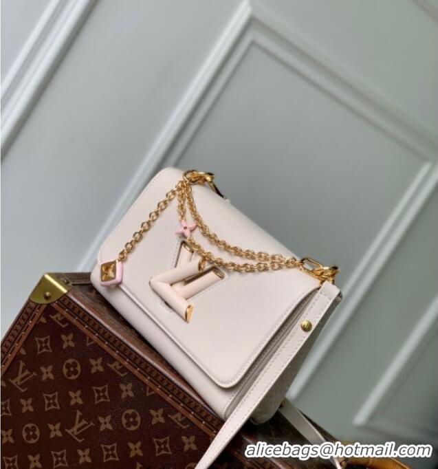 Grade Quality Louis Vuitton Twist MM Slim bag in Leather M14341 Quartz White 2025