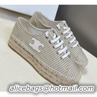 Popular Style Celine Lace-up Platform Les Espadrilles in Oshkosh Canvas Grey 0709096