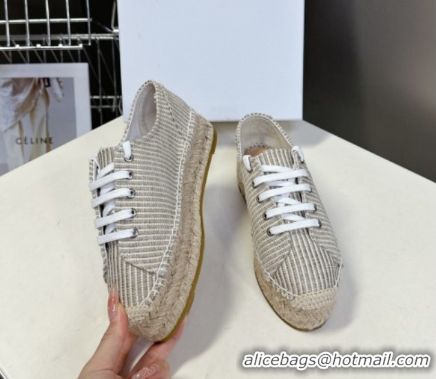Popular Style Celine Lace-up Platform Les Espadrilles in Oshkosh Canvas Grey 0709096