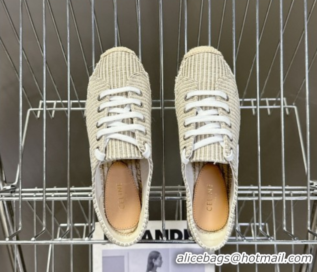 Popular Style Celine Lace-up Platform Les Espadrilles in Oshkosh Canvas Grey 0709096