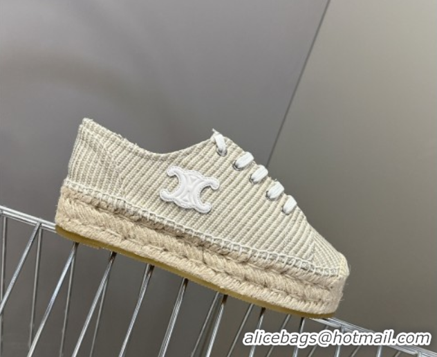Popular Style Celine Lace-up Platform Les Espadrilles in Oshkosh Canvas Grey 0709096