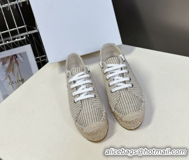 Popular Style Celine Lace-up Platform Les Espadrilles in Oshkosh Canvas Grey 0709096