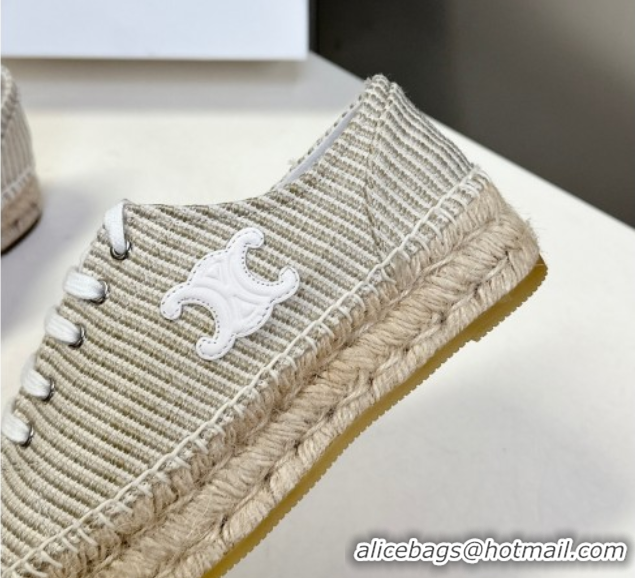 Popular Style Celine Lace-up Platform Les Espadrilles in Oshkosh Canvas Grey 0709096