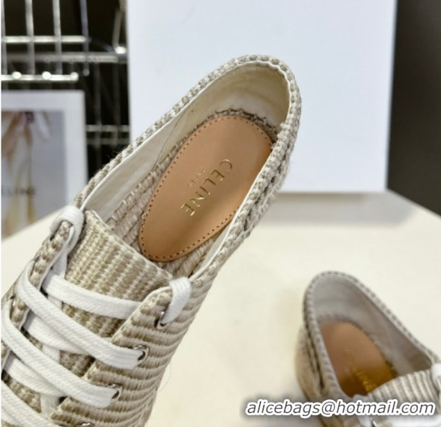 Popular Style Celine Lace-up Platform Les Espadrilles in Oshkosh Canvas Grey 0709096