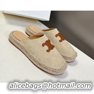 Best Product Celine Platform Les Espadrilles Mules in Suede Beige 0709099