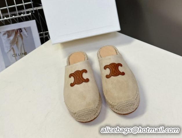 Best Product Celine Platform Les Espadrilles Mules in Suede Beige 0709099