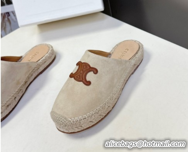 Best Product Celine Platform Les Espadrilles Mules in Suede Beige 0709099