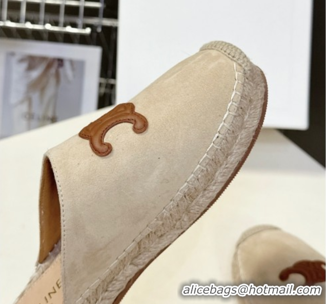 Best Product Celine Platform Les Espadrilles Mules in Suede Beige 0709099