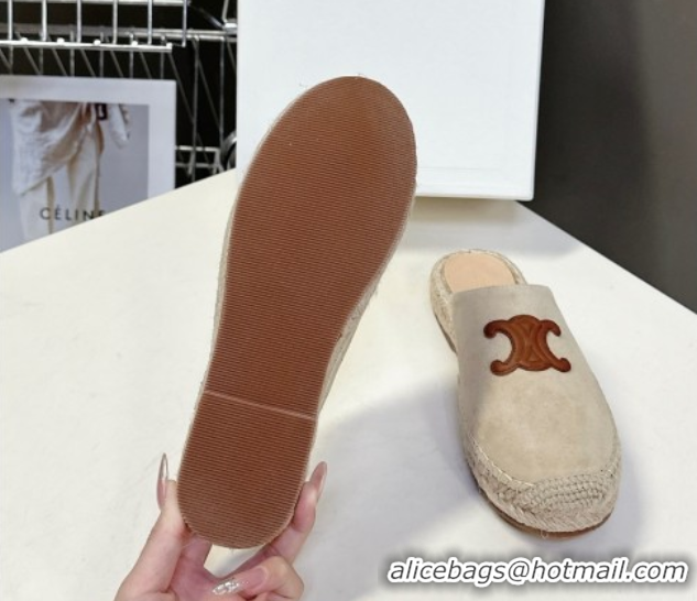 Best Product Celine Platform Les Espadrilles Mules in Suede Beige 0709099