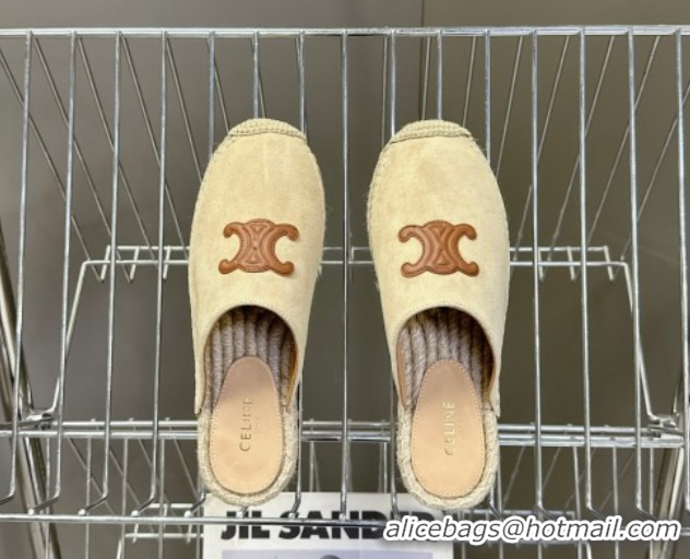 Best Product Celine Platform Les Espadrilles Mules in Suede Beige 0709099