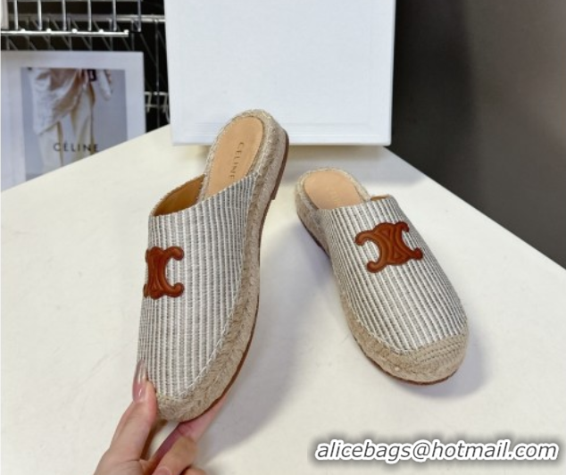 Shop Duplicate Celine Platform Les Espadrilles Mules in Oshkosh Canvas Grey 0709101