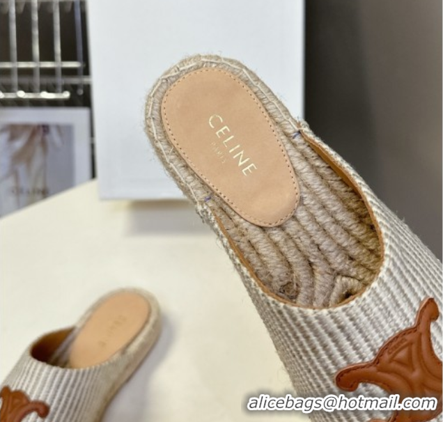 Shop Duplicate Celine Platform Les Espadrilles Mules in Oshkosh Canvas Grey 0709101