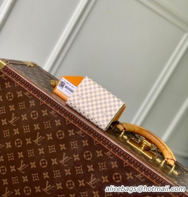 Inexpensive Louis Vuitton Rosalie Coin Purse Wallet in Damier Azur and Micro Monogram Leather M25745 Sand White 2025