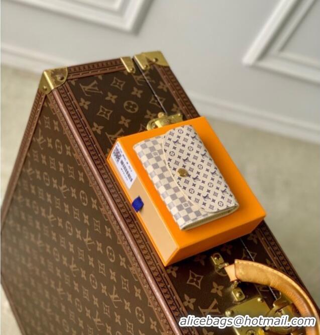 Inexpensive Louis Vuitton Rosalie Coin Purse Wallet in Damier Azur and Micro Monogram Leather M25745 Sand White 2025