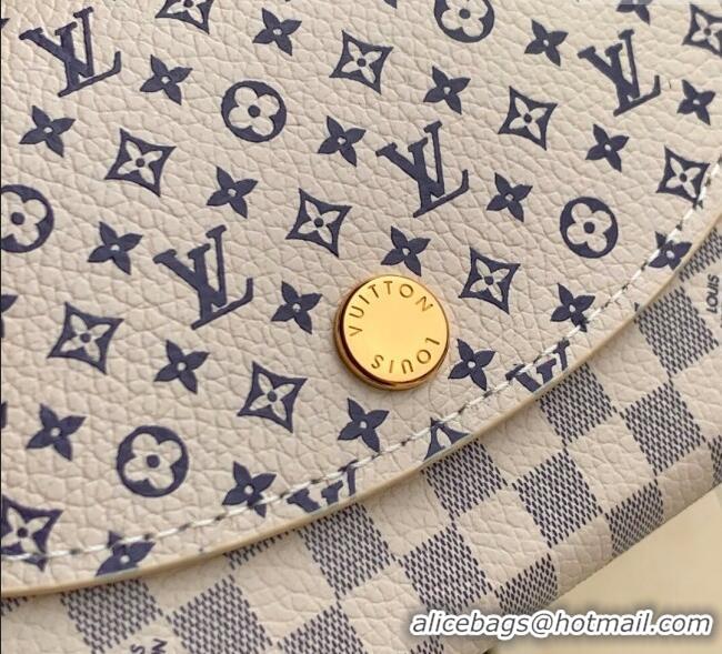 Inexpensive Louis Vuitton Rosalie Coin Purse Wallet in Damier Azur and Micro Monogram Leather M25745 Sand White 2025