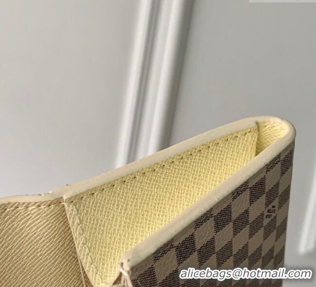 Inexpensive Louis Vuitton Rosalie Coin Purse Wallet in Damier Azur and Micro Monogram Leather M25745 Sand White 2025