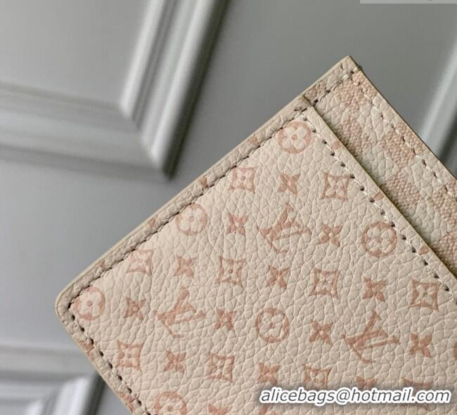 Luxury Cheap Louis Vuitton Card Holder in Micro Monogram Dune Leather M25750 Sand White/beige 2025
