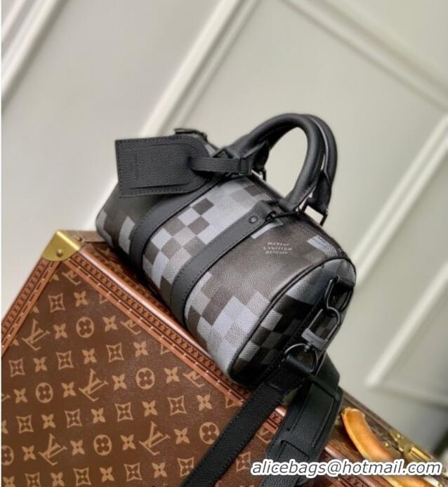Well Crafted Louis Vuitton Mens Keepall Bandouliere 25 Bag in Damoflage Canvas M14919 Black 2025