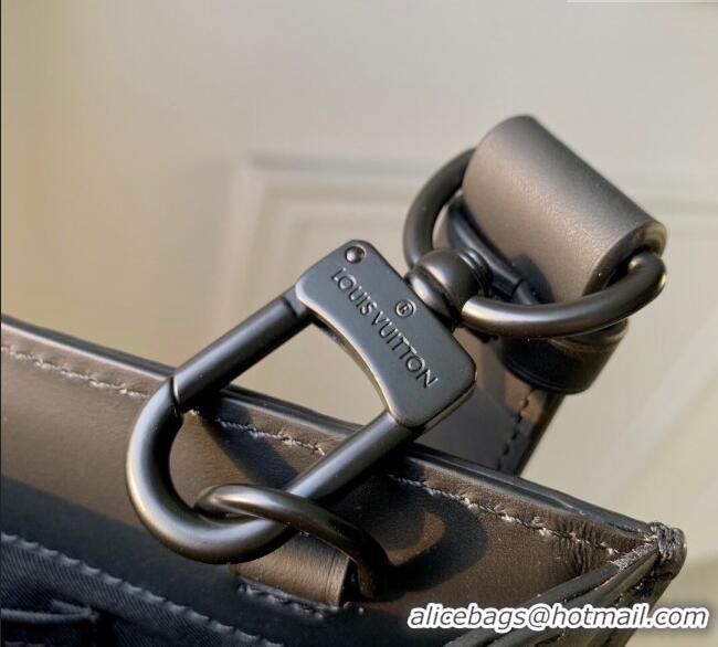 Top Design Louis Vuitton Mens Sac Plat NV bag in Black Taurillon Leather M21866
