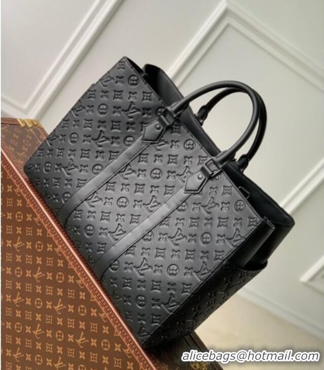 Shop Promotional Louis Vuitton Mens Sac Plat 24H Tote bag in Black Taurillon Leather M21865