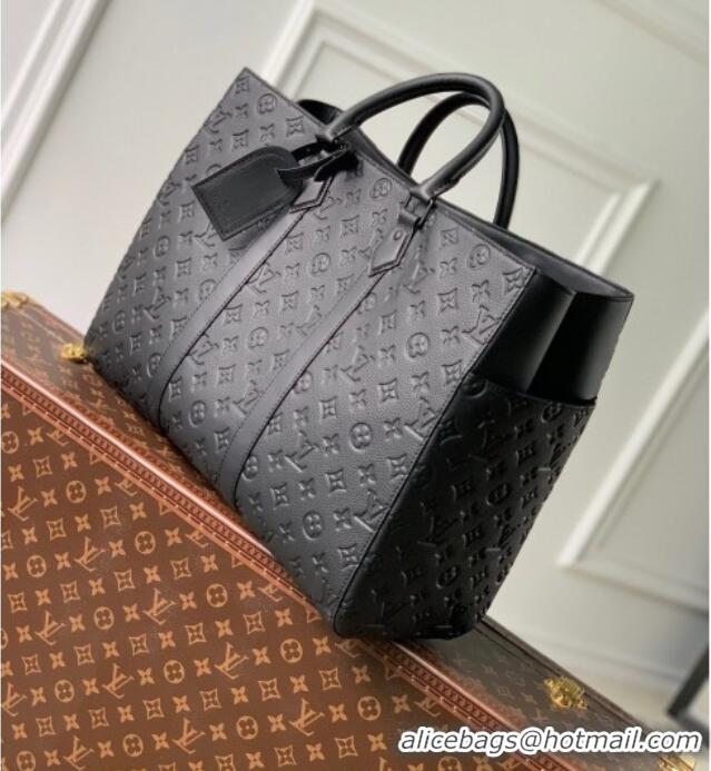 Shop Promotional Louis Vuitton Mens Sac Plat 24H Tote bag in Black Taurillon Leather M21865