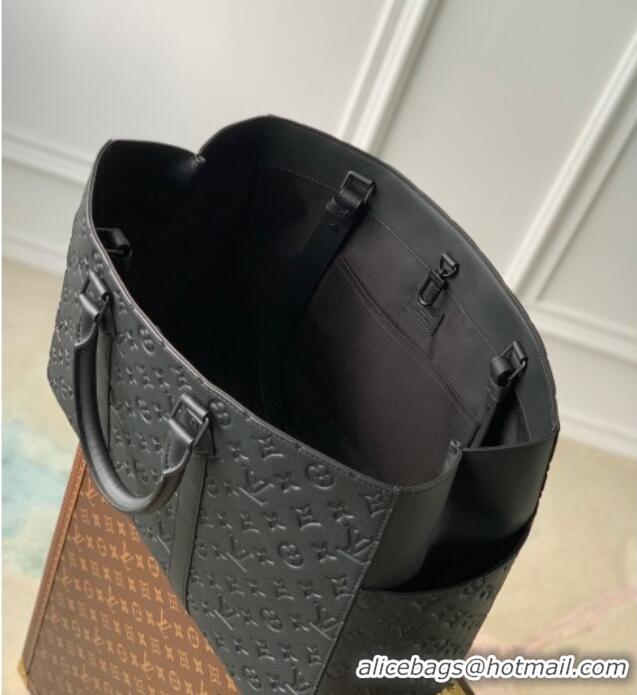 Shop Promotional Louis Vuitton Mens Sac Plat 24H Tote bag in Black Taurillon Leather M21865