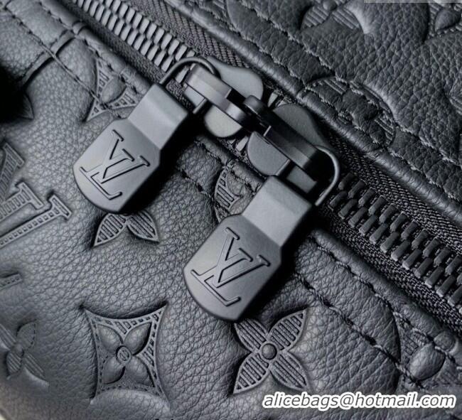 Top Grade Louis Vuitton Keepall Bandouliere 50 Travel Bag in Black Monogram Shadow Leather M44810 2025