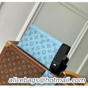 Good Taste Louis Vuitton Mens Gaston Wearable Wallet in Monogram Shadow Leather M81115 Light Blue 2025