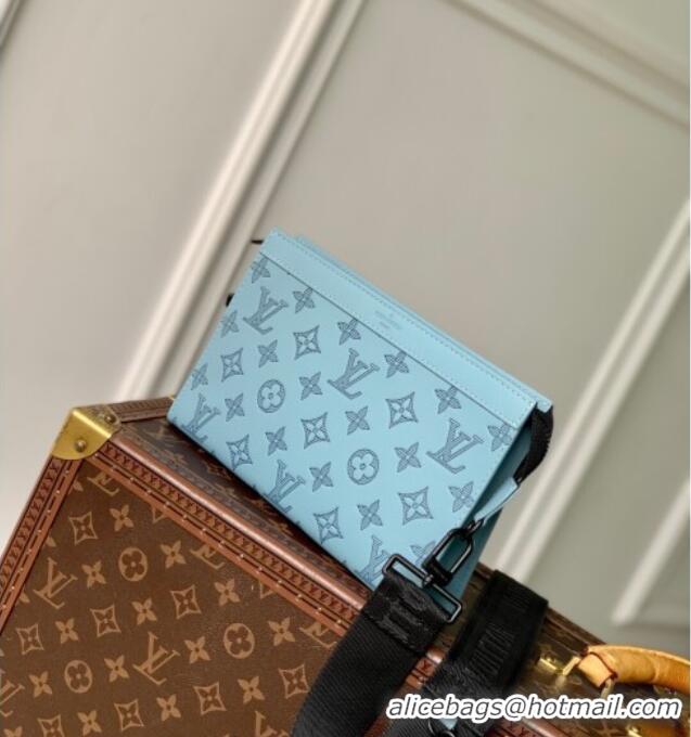 Good Taste Louis Vuitton Mens Gaston Wearable Wallet in Monogram Shadow Leather M81115 Light Blue 2025