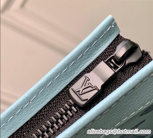 Good Taste Louis Vuitton Mens Gaston Wearable Wallet in Monogram Shadow Leather M81115 Light Blue 2025