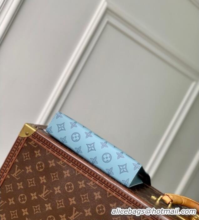 Good Taste Louis Vuitton Mens Gaston Wearable Wallet in Monogram Shadow Leather M81115 Light Blue 2025