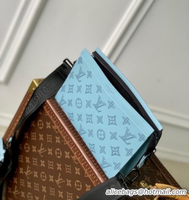Good Taste Louis Vuitton Mens Gaston Wearable Wallet in Monogram Shadow Leather M81115 Light Blue 2025