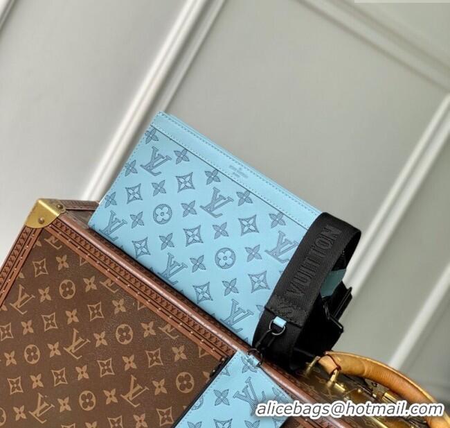 Good Taste Louis Vuitton Mens Gaston Wearable Wallet in Monogram Shadow Leather M81115 Light Blue 2025
