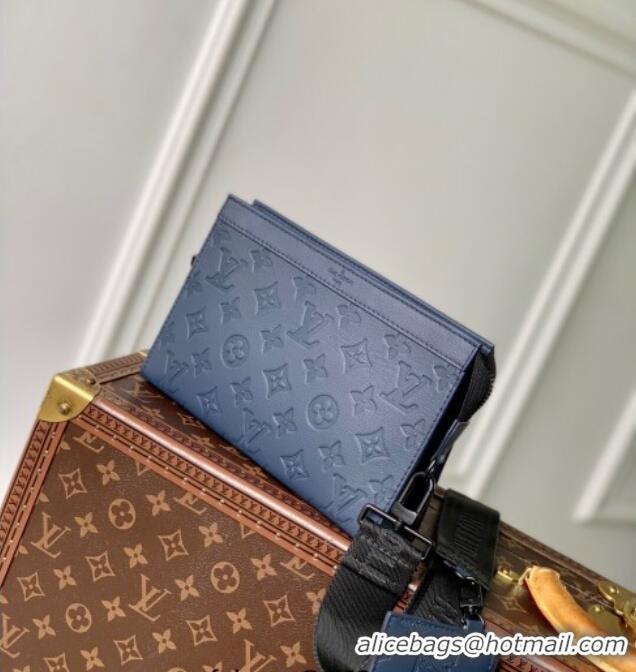 Well Crafted Louis Vuitton Mens Gaston Wearable Wallet in Monogram Shadow Leather M81115 Navy Blue 2025