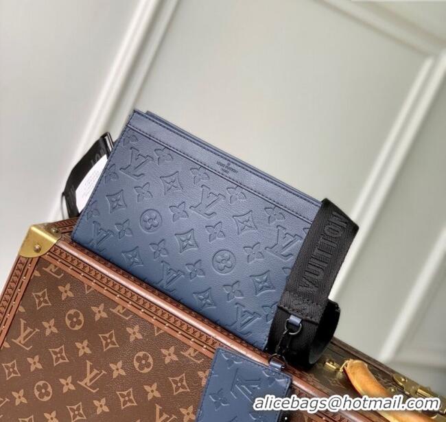 Well Crafted Louis Vuitton Mens Gaston Wearable Wallet in Monogram Shadow Leather M81115 Navy Blue 2025
