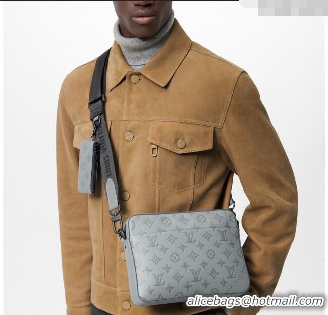 Buy Discount Louis Vuitton Mens Duo Messenger Bag in Monogram Shadow Leather Grey M46104 2025