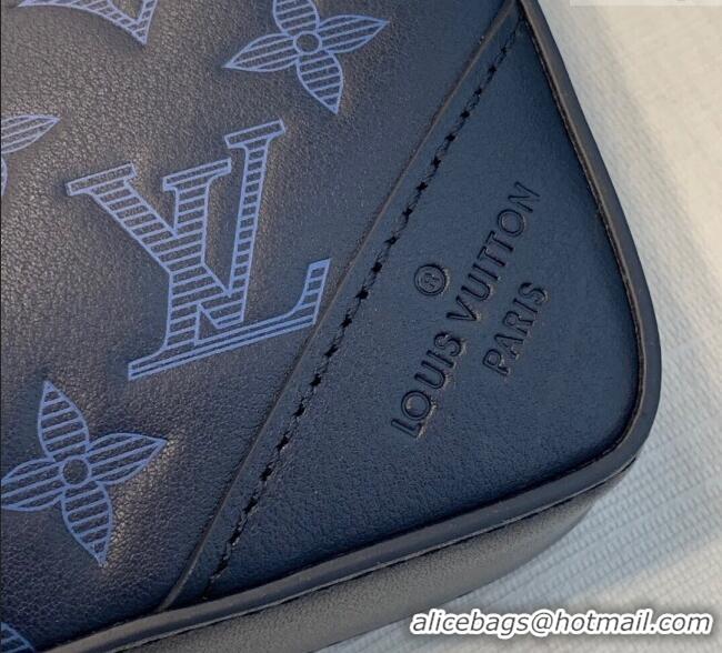Top Quality Louis Vuitton Mens Duo Messenger Bag in Monogram Shadow Leather M45730 Navy Blue 2025