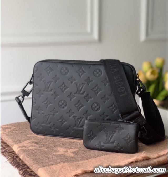 Best Price Louis Vuitton Mens Duo Messenger Bag in Monogram Shadow Leather M69827 Black 2025