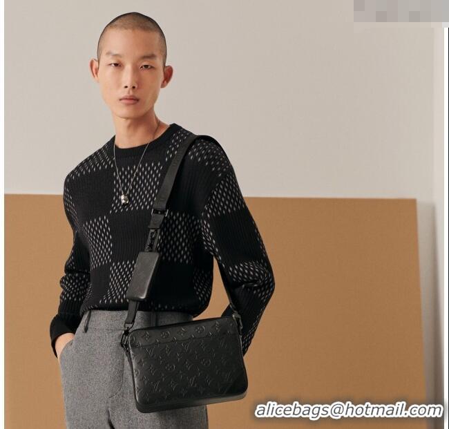 Best Price Louis Vuitton Mens Duo Messenger Bag in Monogram Shadow Leather M69827 Black 2025