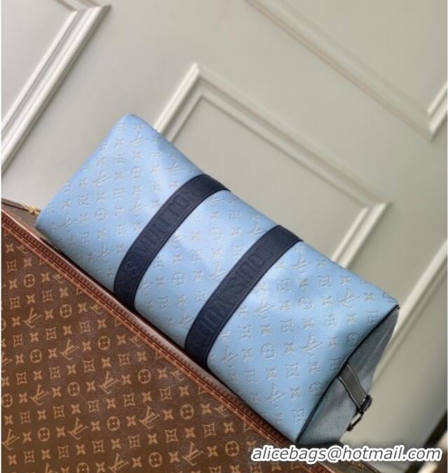 Top Grade Louis Vuitton Mens Keepall Bandouliere 50 Travel bag in Monogram Heritage Canvas M14837 Blue 2025