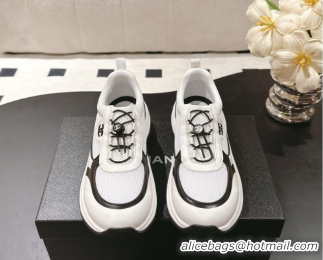 Low Price Chanel Calfskin and Mesh Sneakers White 2025 CH061006