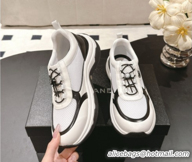 Low Price Chanel Calfskin and Mesh Sneakers White 2025 CH061006