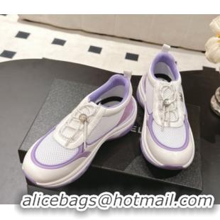 Good Quality Chanel Calfskin and Mesh Sneakers Purple 2025 CH061006
