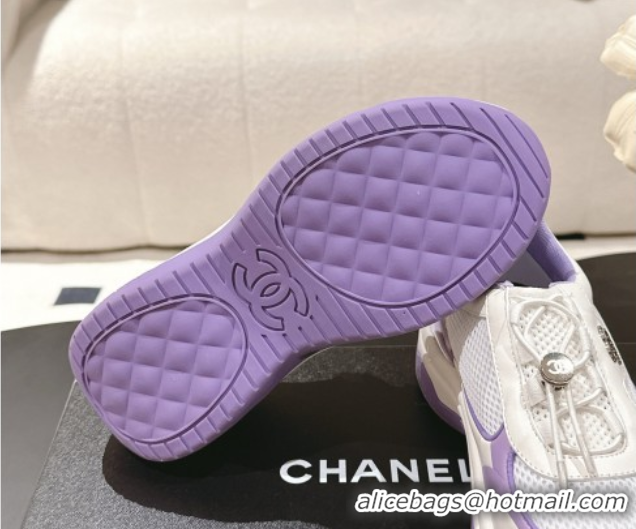 Good Quality Chanel Calfskin and Mesh Sneakers Purple 2025 CH061006