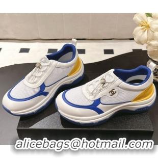 Purchase Chanel Calfskin and Mesh Sneakers Blue 2025 CH061006