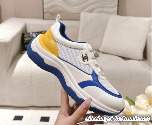 Purchase Chanel Calfskin and Mesh Sneakers Blue 2025 CH061006