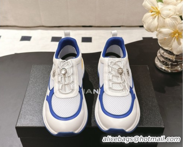 Purchase Chanel Calfskin and Mesh Sneakers Blue 2025 CH061006