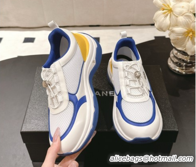 Purchase Chanel Calfskin and Mesh Sneakers Blue 2025 CH061006