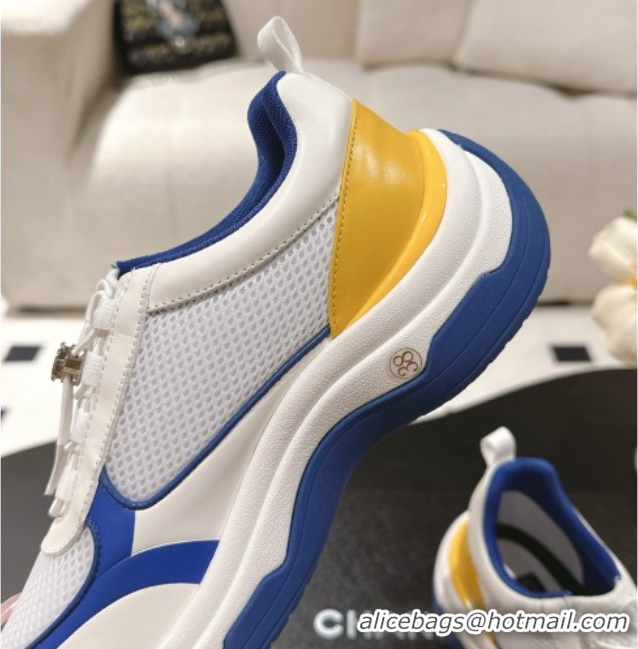 Purchase Chanel Calfskin and Mesh Sneakers Blue 2025 CH061006